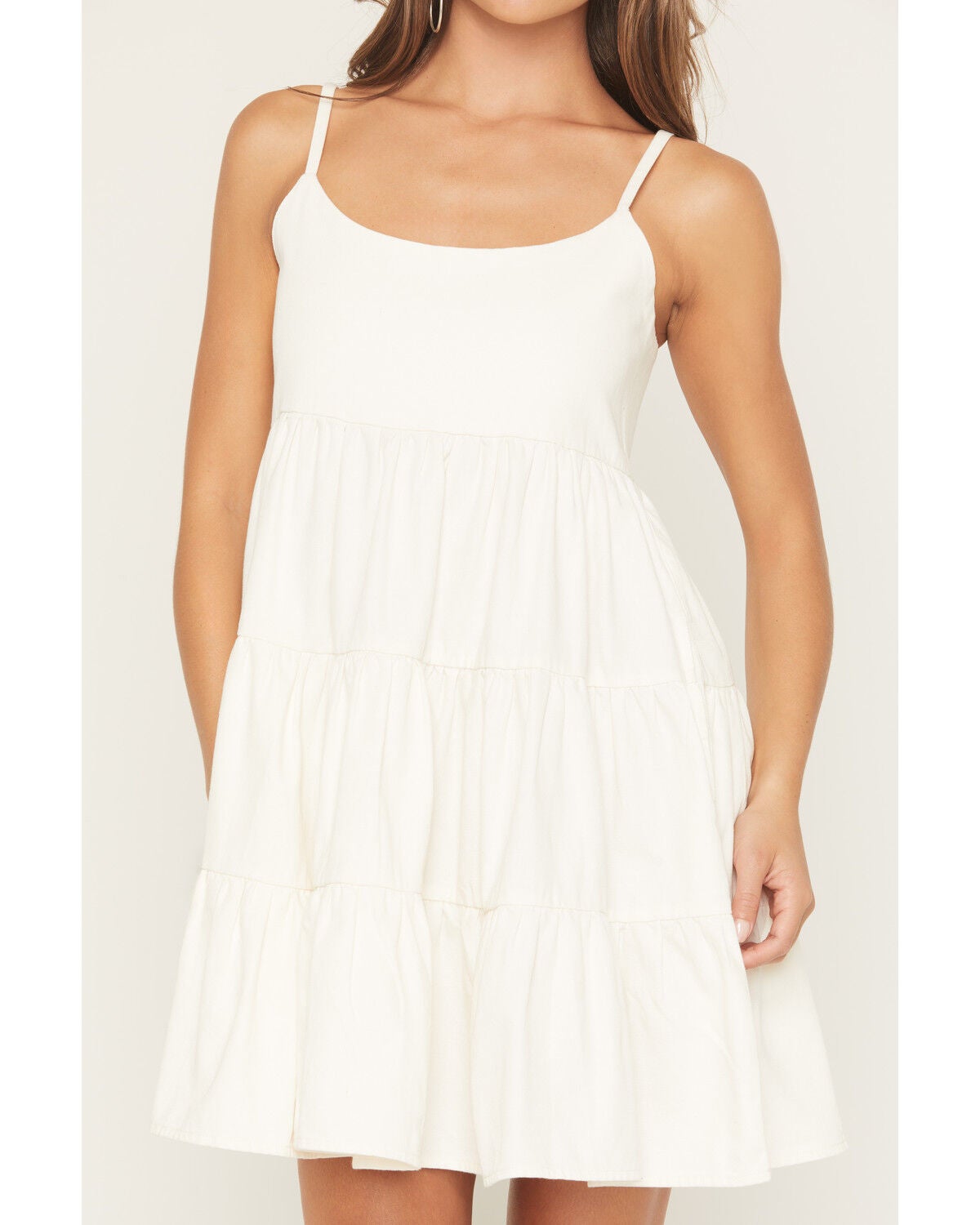 Image #3 - Wrangler Retro Women's Sleeveless Tiered Denim Mini Dress, White, hi-res