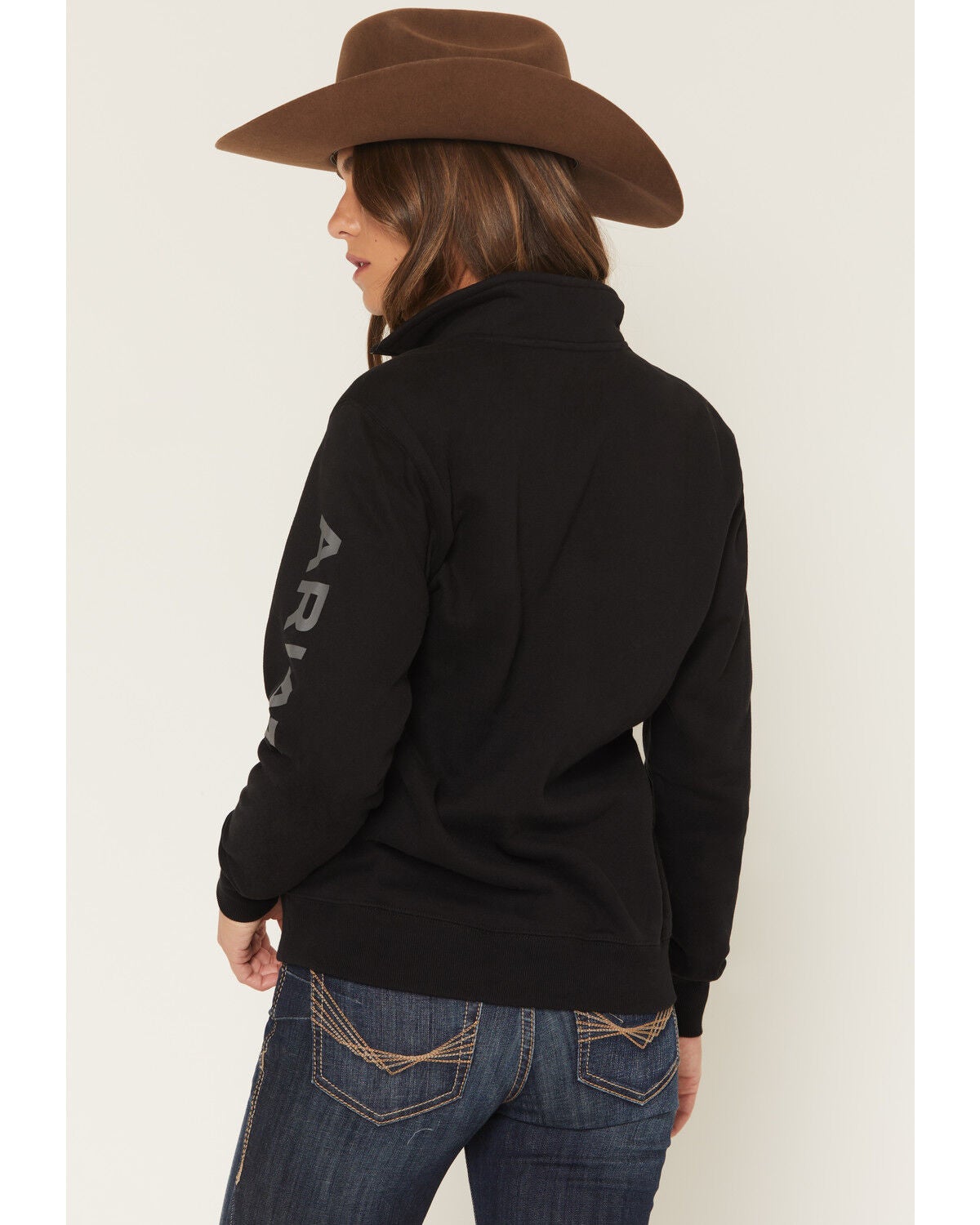 Image #4 - Ariat Women's Logo 1/2 Zip Sweatshirt, Black, hi-res