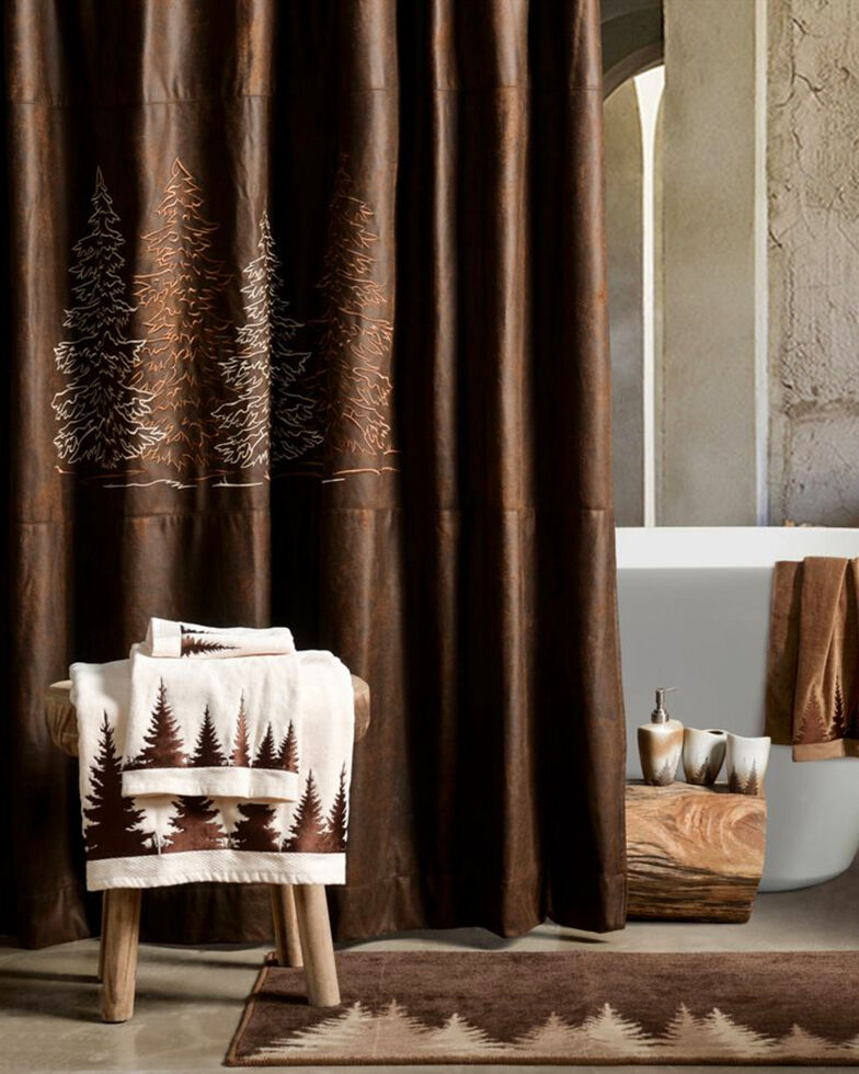 Hiend Accents Chocolate Embroidered Tree Shower Curtain Boot Barn