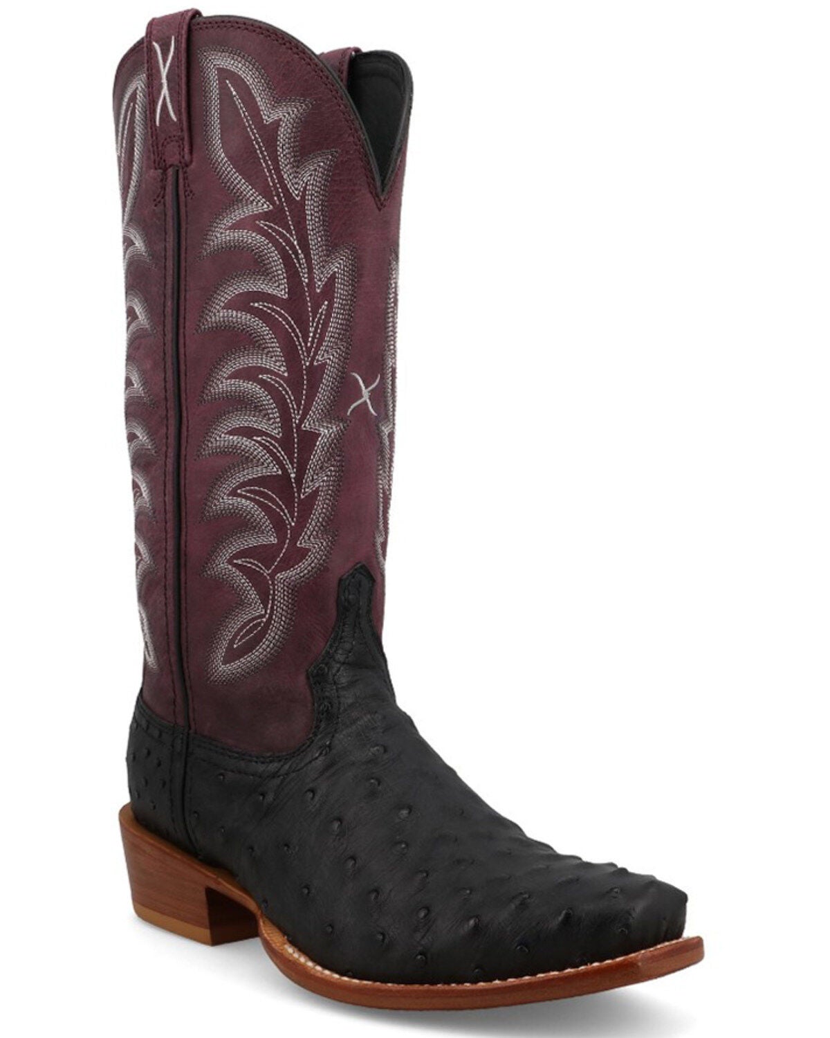 Twisted X Women's Reserve Exotic Full Quill Ostrich Western Boots - Square Toe, Black, hi-res