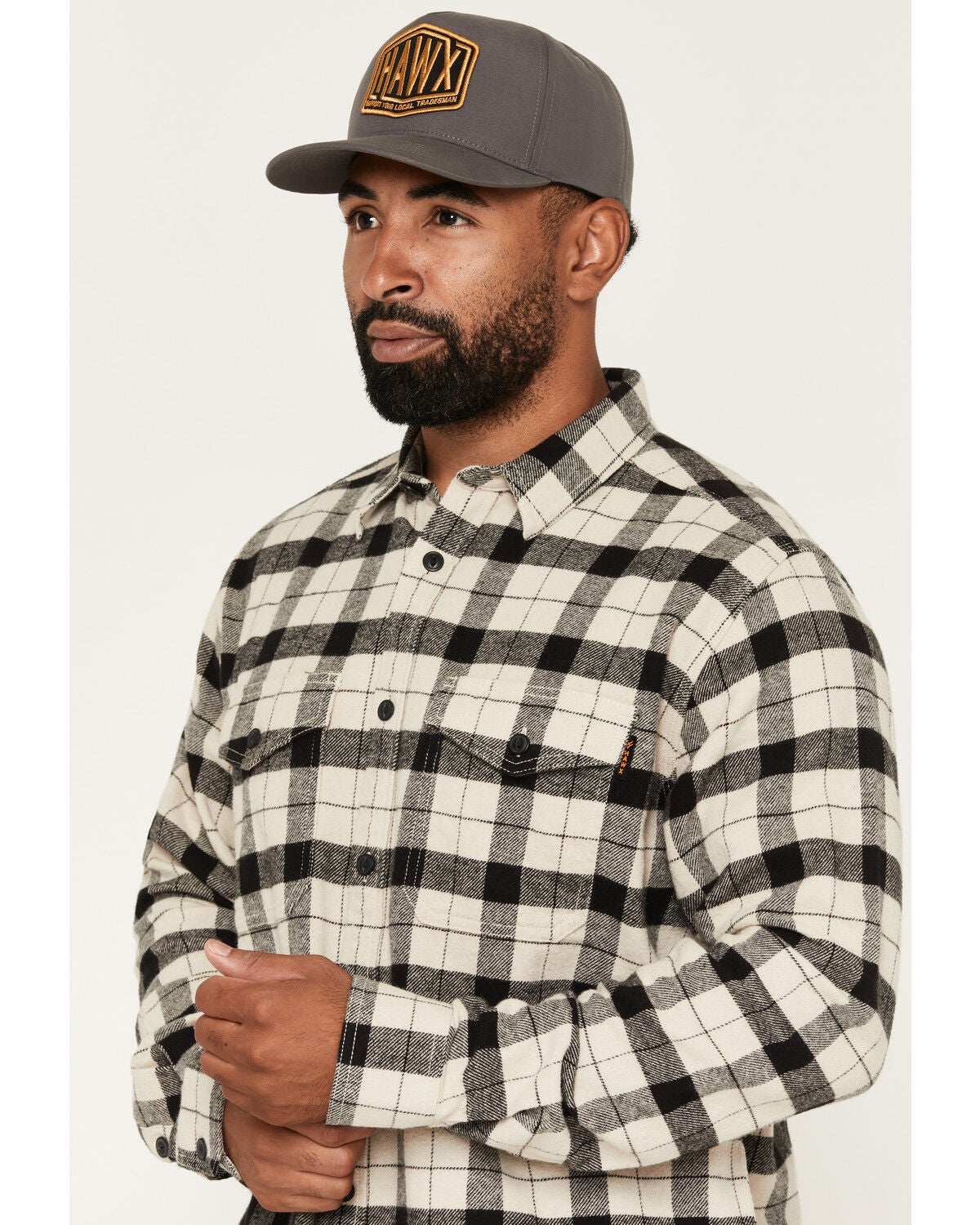 Image #2 - Hawx Men's Outlaw Plaid Print Long Sleeve Button-Down Flannel Work Shirt, Natural, hi-res