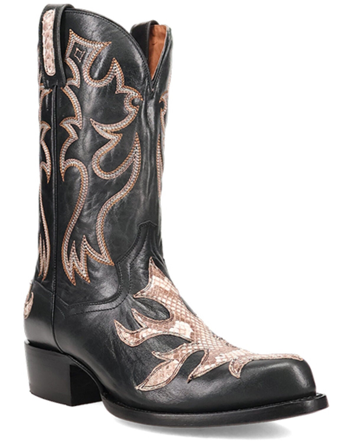 Dan Post Men's Exotic Snake Western Boots - Round Toe, Black, hi-res
