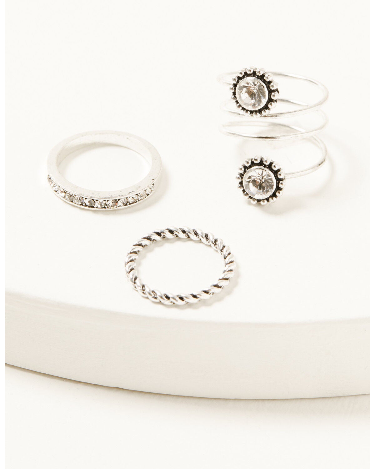 Shyanne Women's Crystal Rope Ring Set - 3 Piece, Silver, hi-res