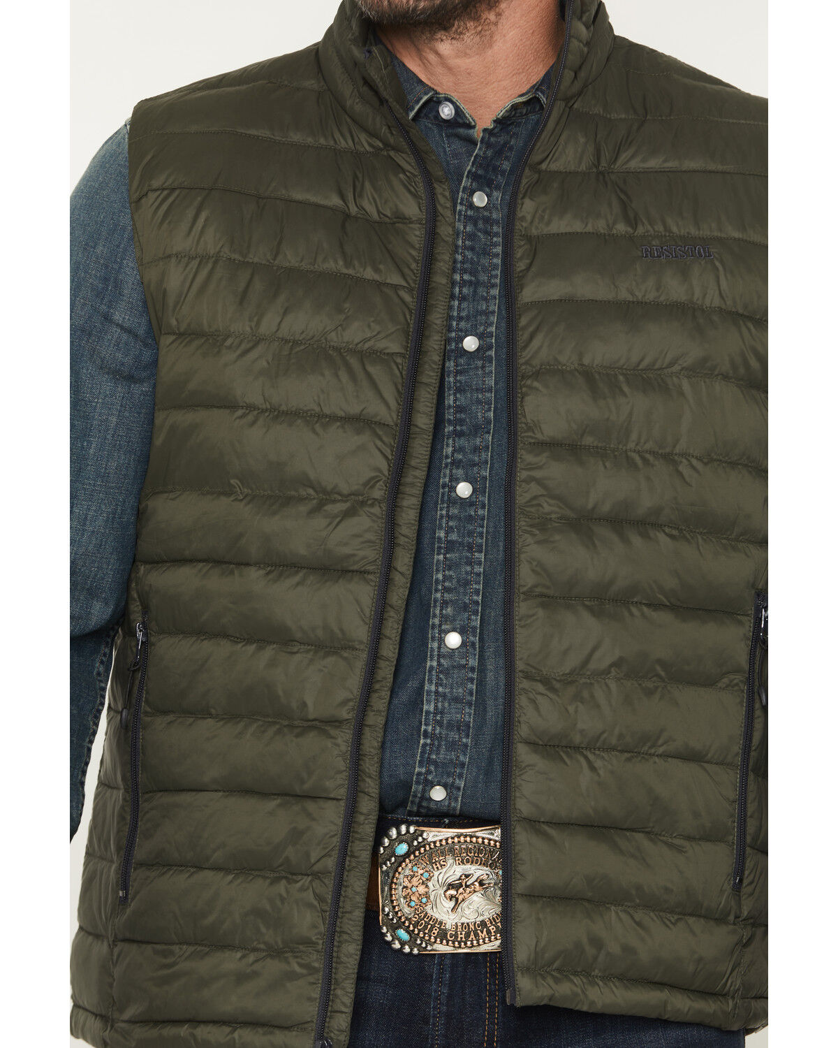 Image #3 - Resistol Men's Cold Bloq Puffer Vest, Green, hi-res
