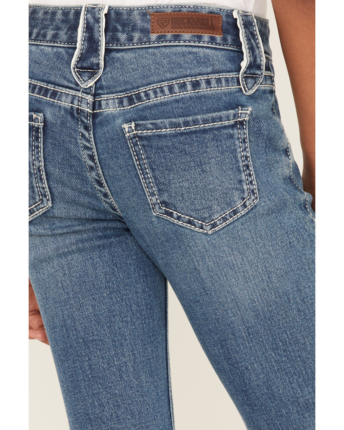 Image #4 - Rock & Roll Denim Little Girls' Medium Wash Arrow Pocket Trouser Jeans, Medium Wash, hi-res