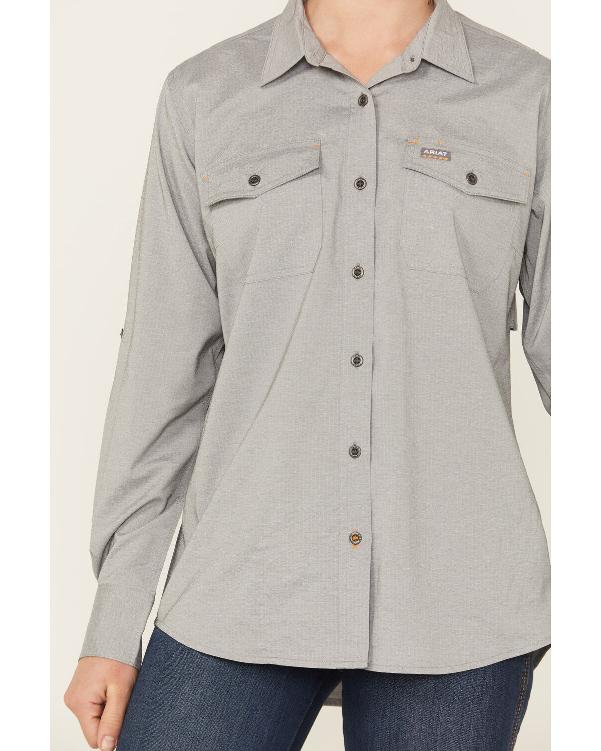 Image #3 - Ariat Women's Rebar Made Tough VentTEK Long Sleeve Work Shirt, Charcoal, hi-res