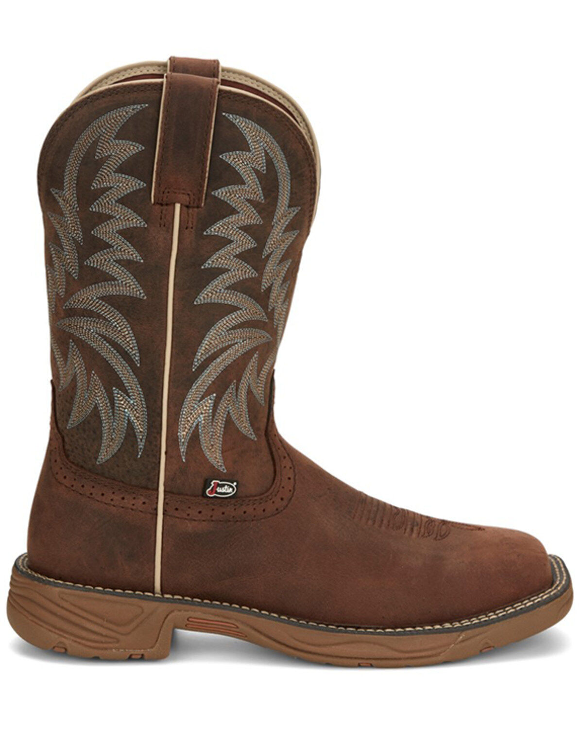 Image #2 - Justin Men's Rush Short Base Performance Western Boots - Broad Square Toe, Brown, hi-res