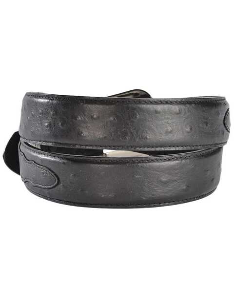 Image #2 - 3D Black Ostrich Print Leather Belt, , hi-res