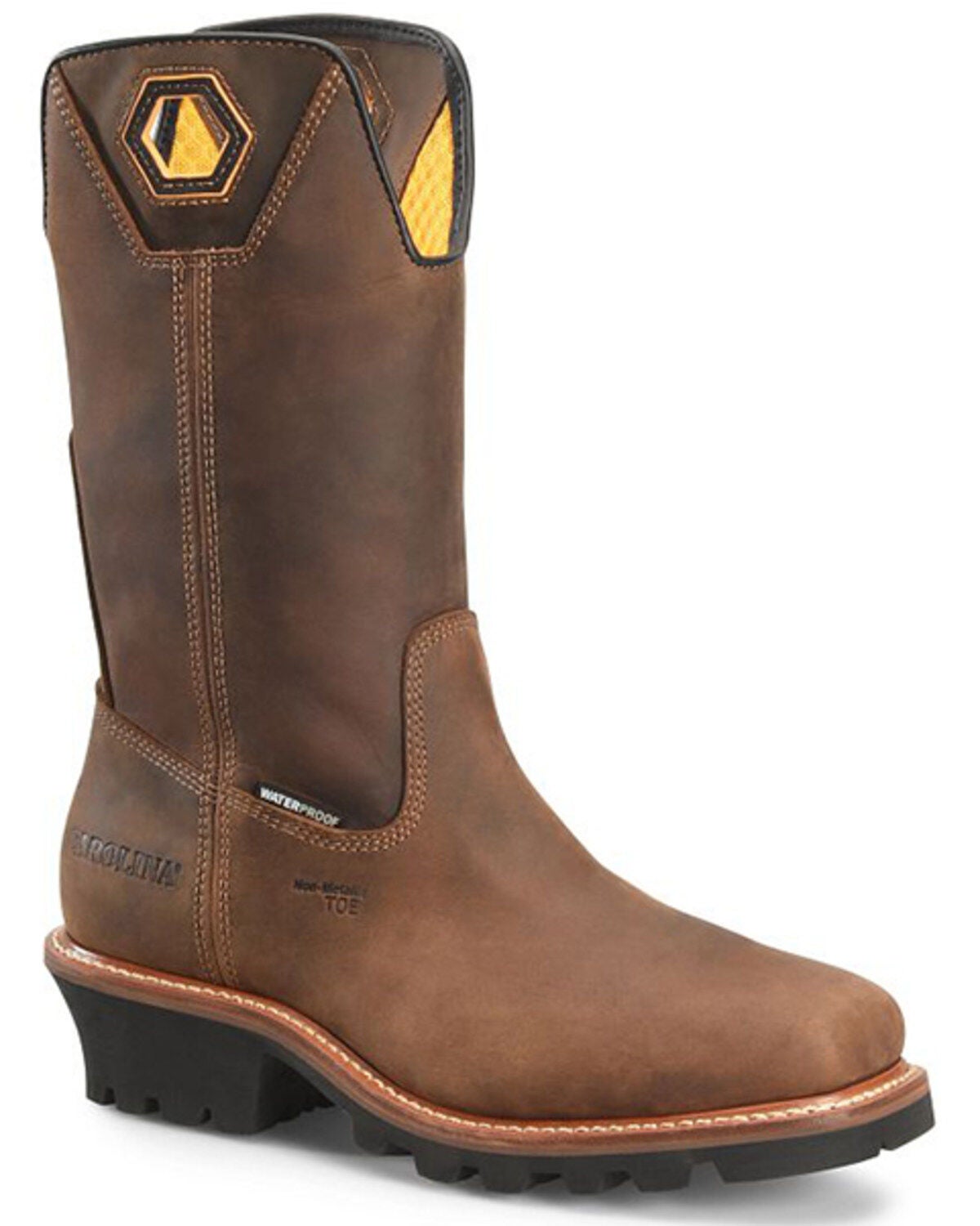 Carolina Men's 12" Coppice Wellington Waterproof Logger Work Boots - Composite Toe, Brown, hi-res