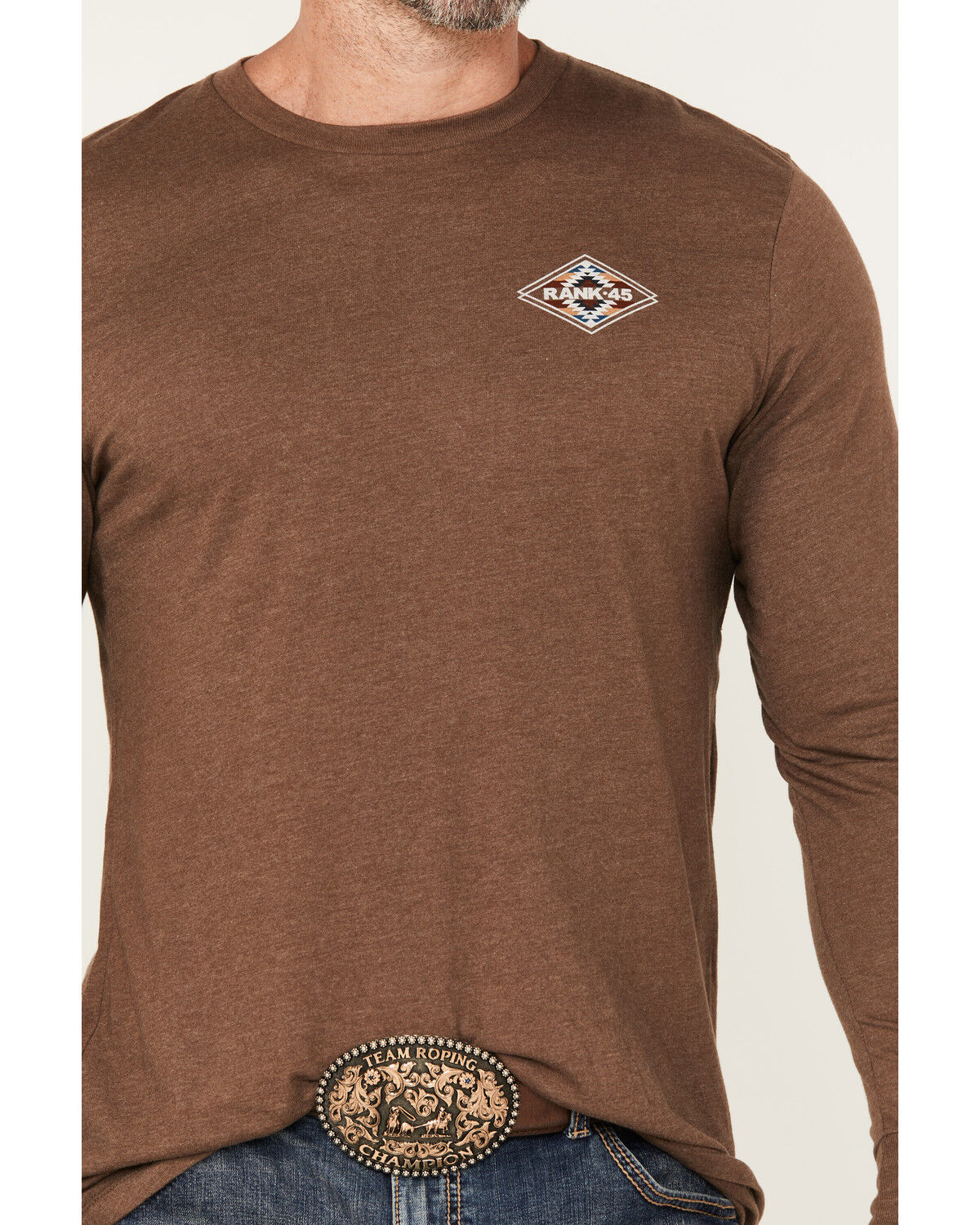 Image #4 - RANK 45® Men's Dusty Arena Southwestern Logo Long Sleeve Graphic T-Shirt, Brown, hi-res