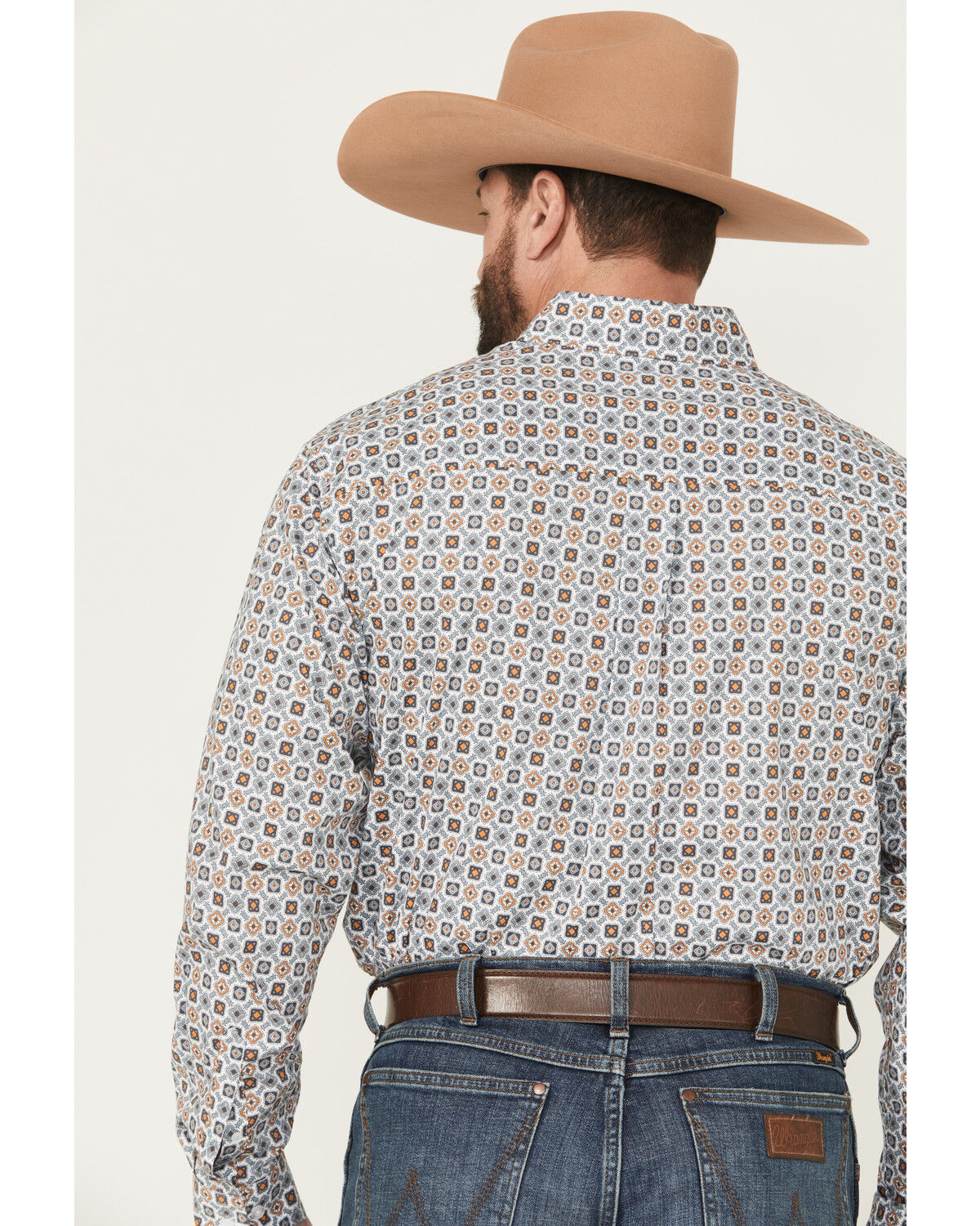 Image #4 - Cinch Men's Geo Print Long Sleeve Button-Down Western Shirt, White, hi-res