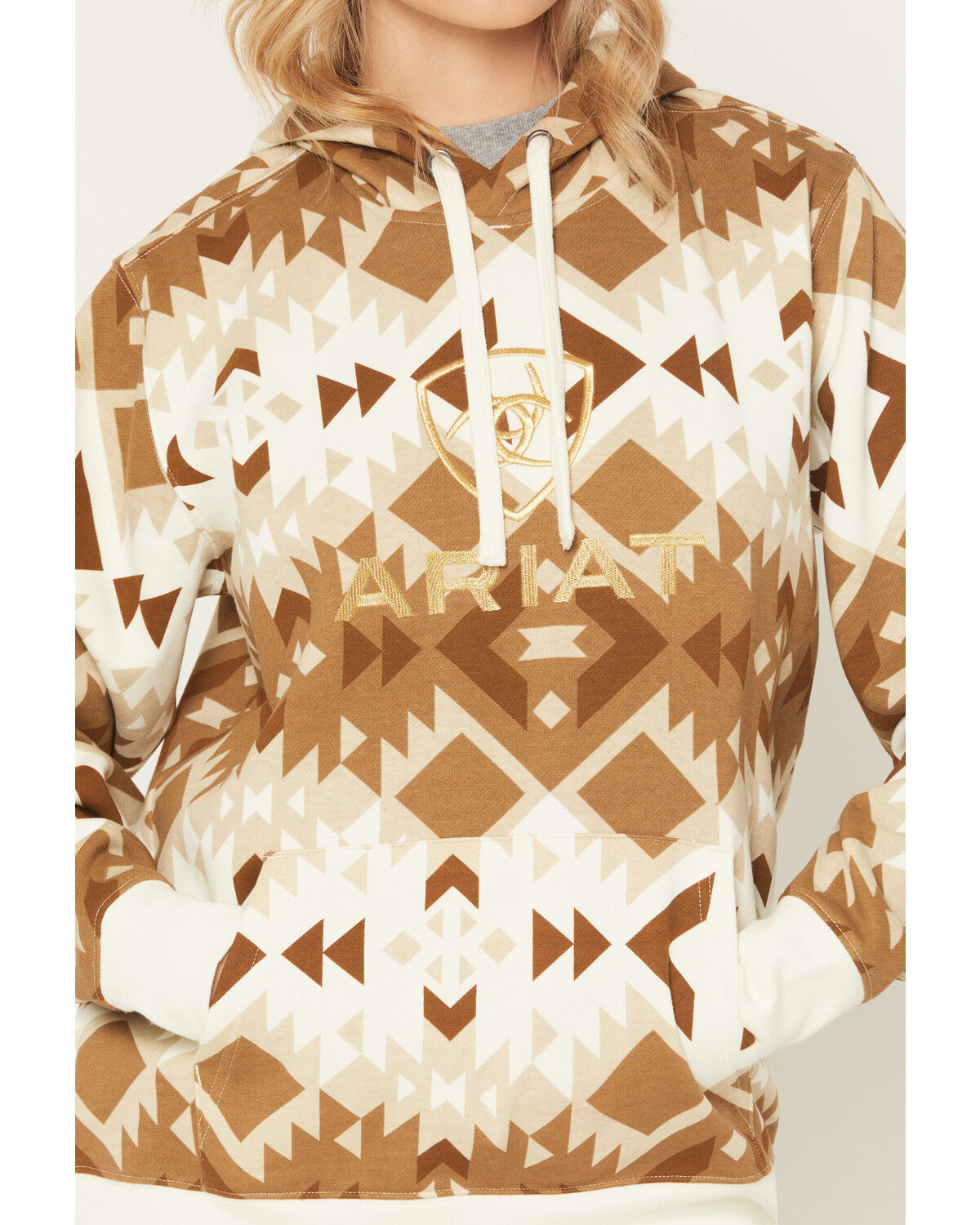Image #3 - Ariat Women's Boot Barn Exclusive Southwestern Print Hoodie, Brown, hi-res