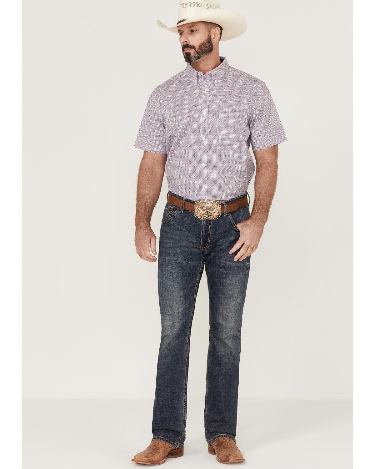 Image #2 - RANK 45® Men's Dude Ranch Geo Button-Down Western Shirt, Blue, hi-res