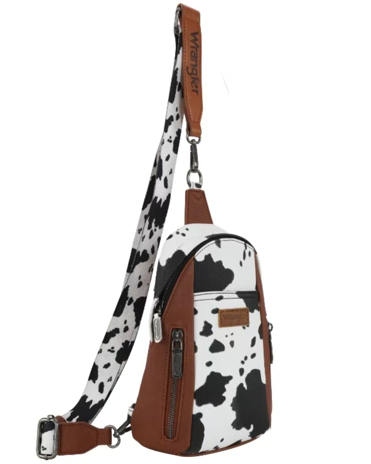 Image #3 - Wrangler Women's Boot Barn Exclusive Daisy Cow Print Sling Bag, Brown, hi-res