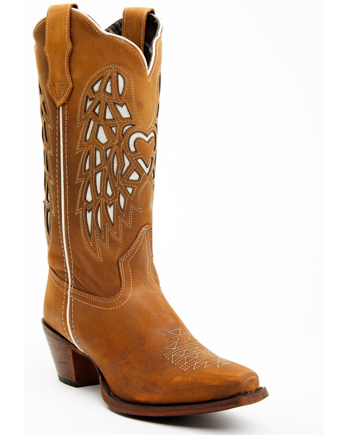 Laredo Women's Eagle Cut-Out Western Boots - Snip Toe, Honey, hi-res
