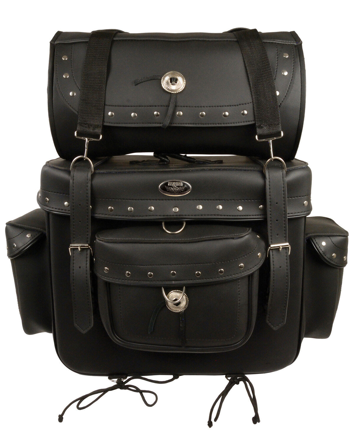 Image #5 - Milwaukee Leather Large PVC 2 Piece Touring Studded Sissy Bar Pack, Black, hi-res