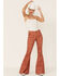 Ranch Dress'n Women's Southwestern Print Flare Leg Jeans, Brown, hi-res