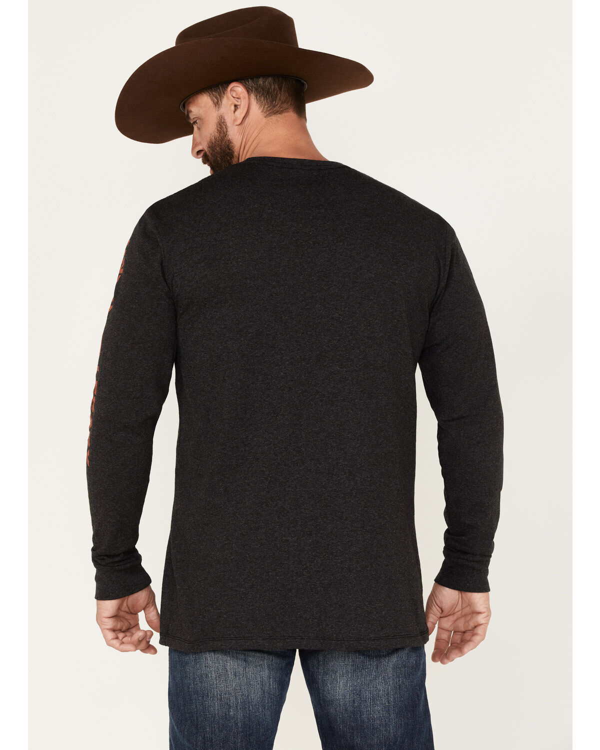 Image #4 - RANK 45® Men's Logo Untamed Legacy Raglan Shirt, Charcoal, hi-res