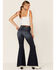 Image #3 - Shyanne Women's Dark Wash Mr Super Flare Destructed Fray Jeans, , hi-res