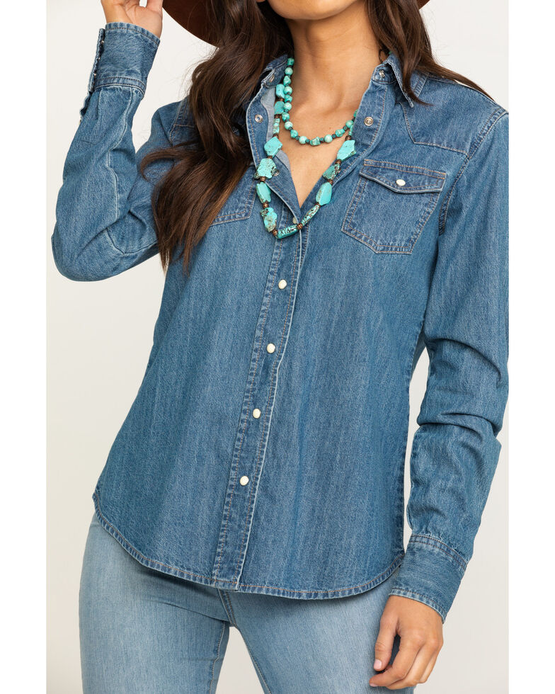 women's denim shirt with snaps