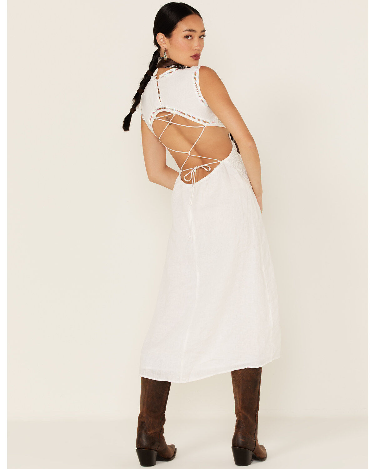 Image #5 - Maia Bergman Women's Kali Butterfly Lace Midi Dress, White, hi-res