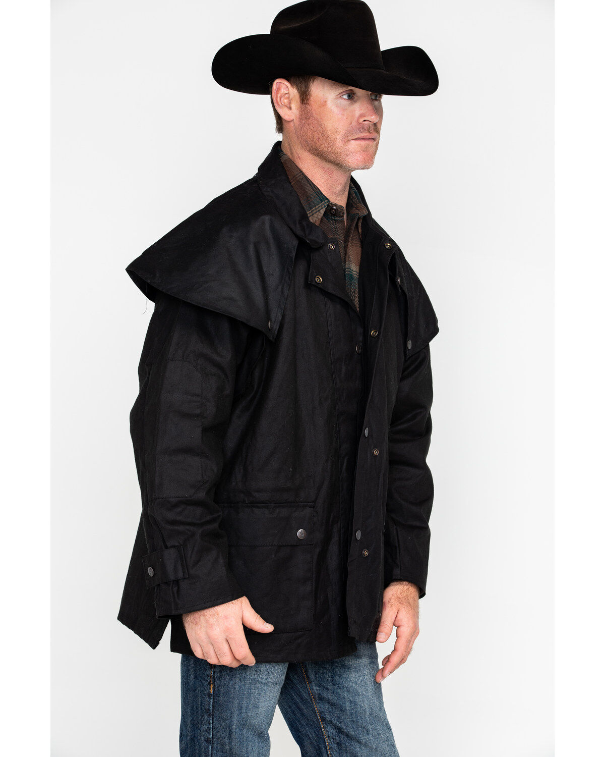 Image #5 - Outback Unisex Short Oilskin Jacket, Black, hi-res