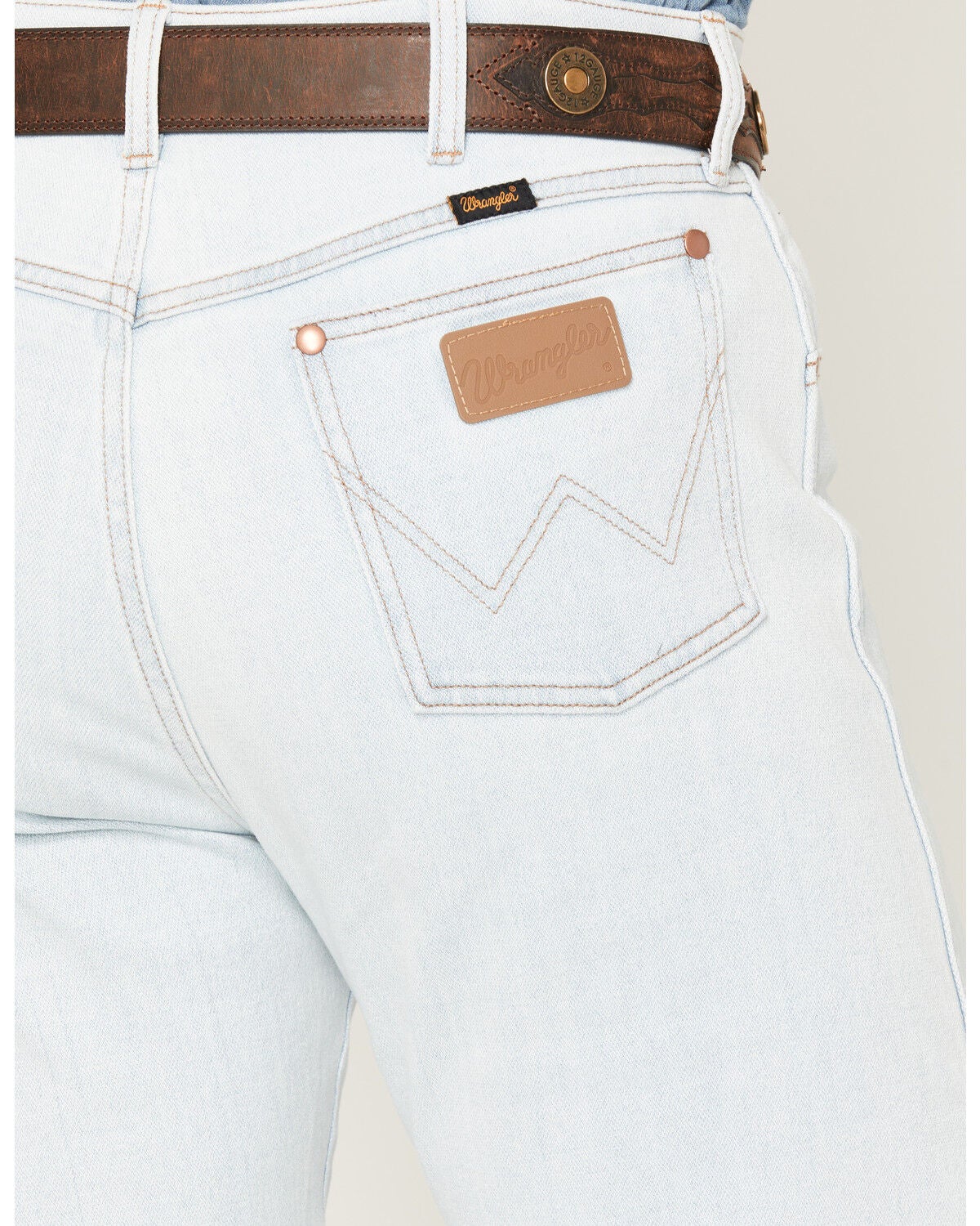 Image #4 - Wrangler Men's 13MWZ Tough Lite Light Wash Cowboy Cut Straight Stretch Denim Jeans, Light Wash, hi-res