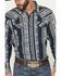 Image #3 - Cody James Men's Ford Southwestern Stripe Print Long Sleeve Snap Western Shirt, Blue, hi-res