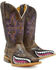 Image #2 - Tin Haul Girls' Tan and Pink 8" Leather Western Boots - Square Toe , Pink, hi-res