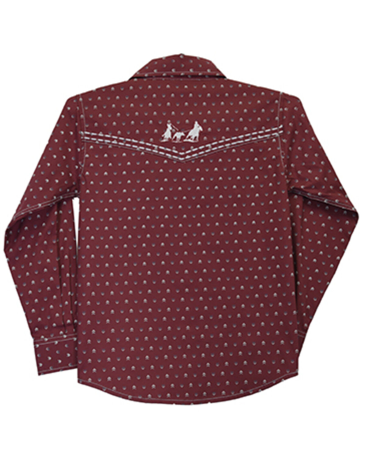 Image #1 - Cowboy Hardware Toddler Boys' Geo Print Long Sleeve Pearl Snap Western Shirt, Burgundy, hi-res