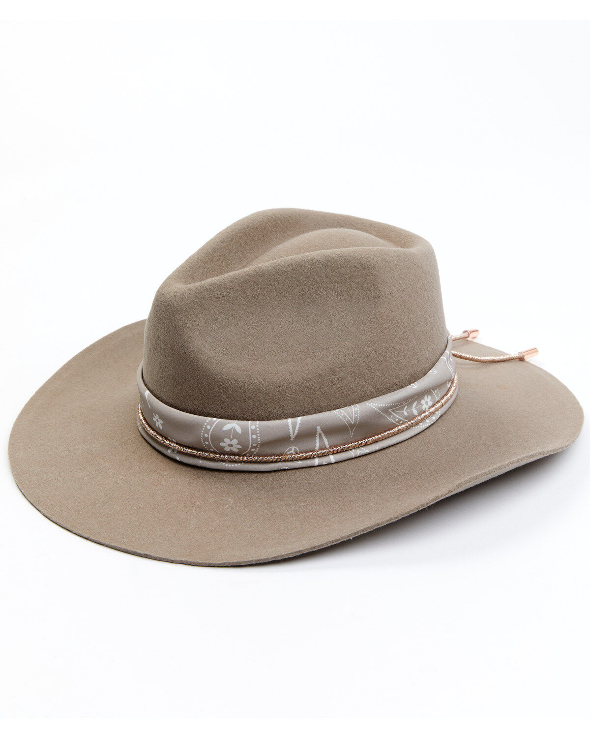 Image #1 - Shyanne Women's Wool Felt Paisley Bandana Western Hat, Taupe, hi-res