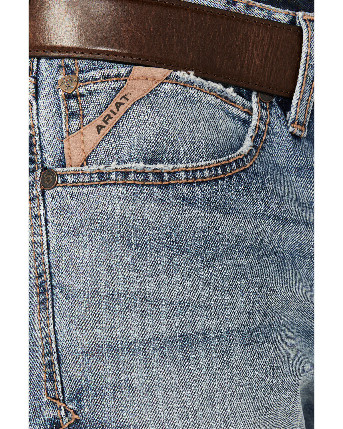 Image #2 - Ariat Men's Light Wash Baltimore Slim Straight Stretch Denim Jeans, Light Wash, hi-res