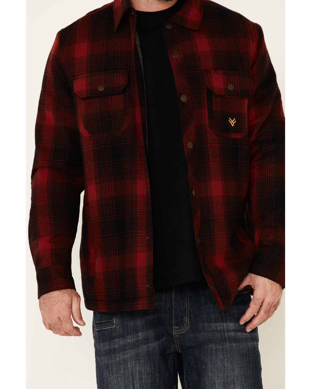 Image #3 - Hawx Men's Red Timberline Sherpa-Lined Flannel Work Shirt Jacket, , hi-res