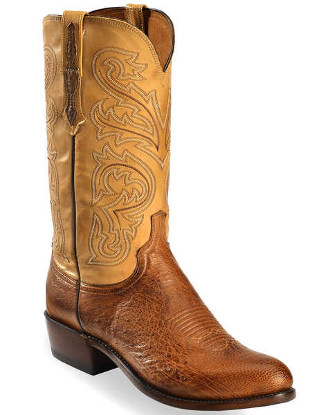 Image #1 - Lucchese Men's Handmade Light Brown Nathan Smooth Ostrich Boots - Medium Toe , , hi-res
