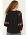 Image #4 - Shyanne Women's Gulch 3/4 Sleeve Embroidered Peasant Top, Black, hi-res