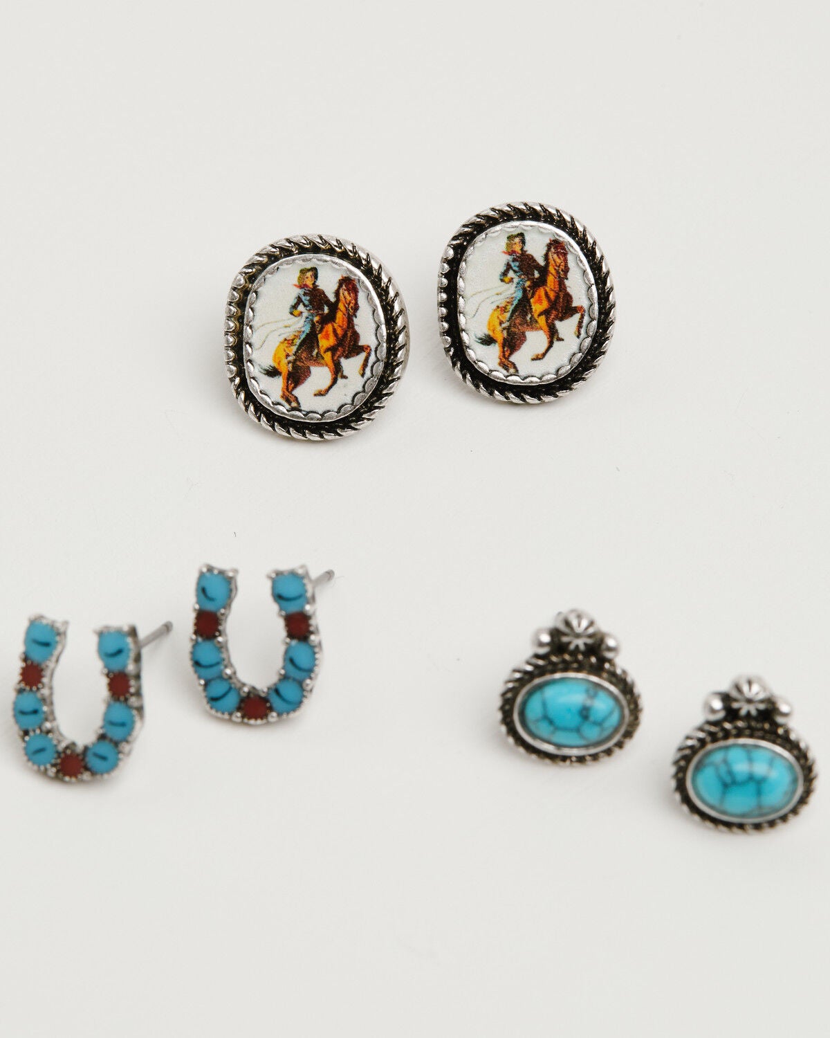 Image #2 - Shyanne Women's American Heritage Cowgirl Earring Set - 5 Piece, Silver, hi-res