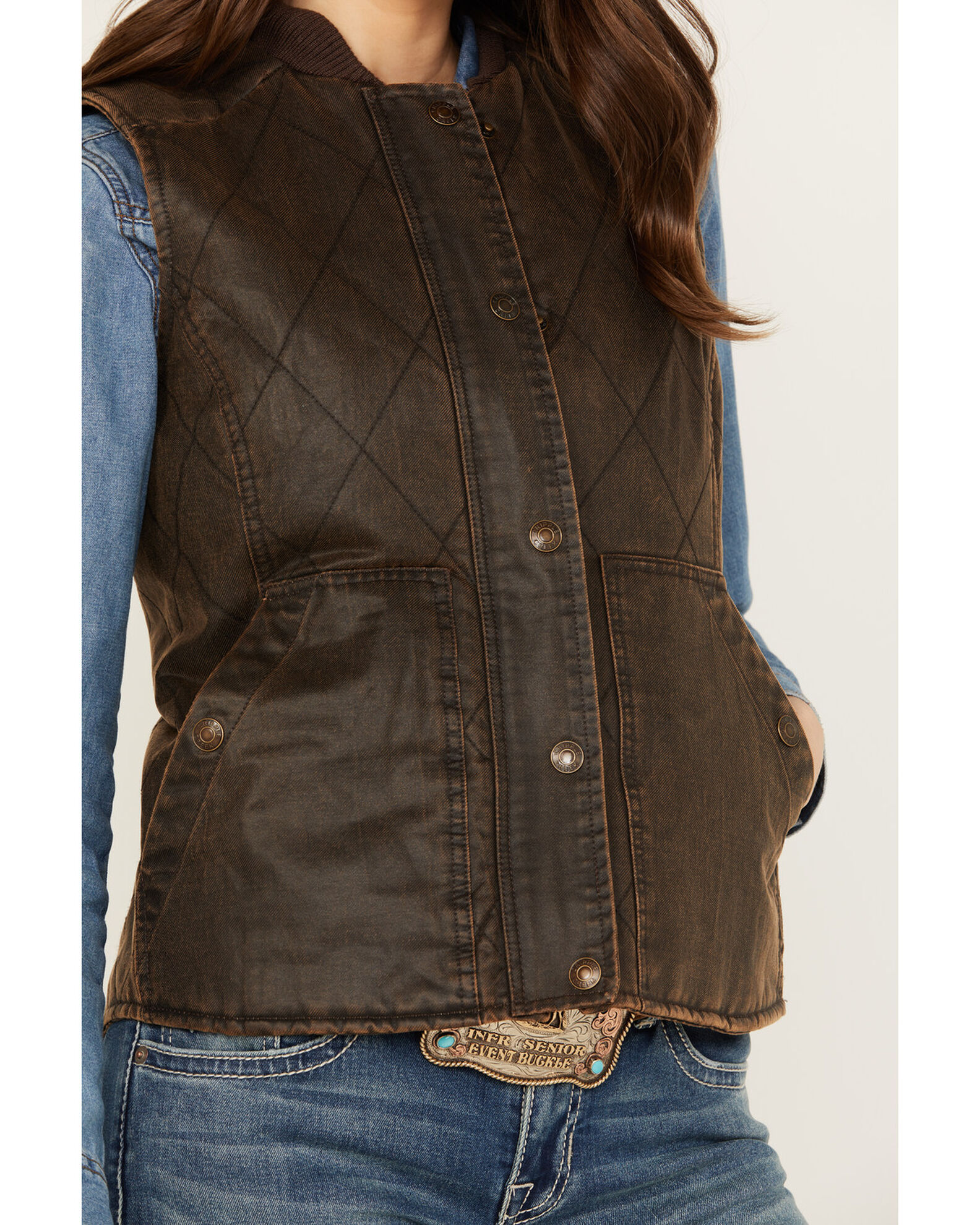 Circle S Women's Zip Front Enzyme Washed Cotton Concealed Carry Vest
