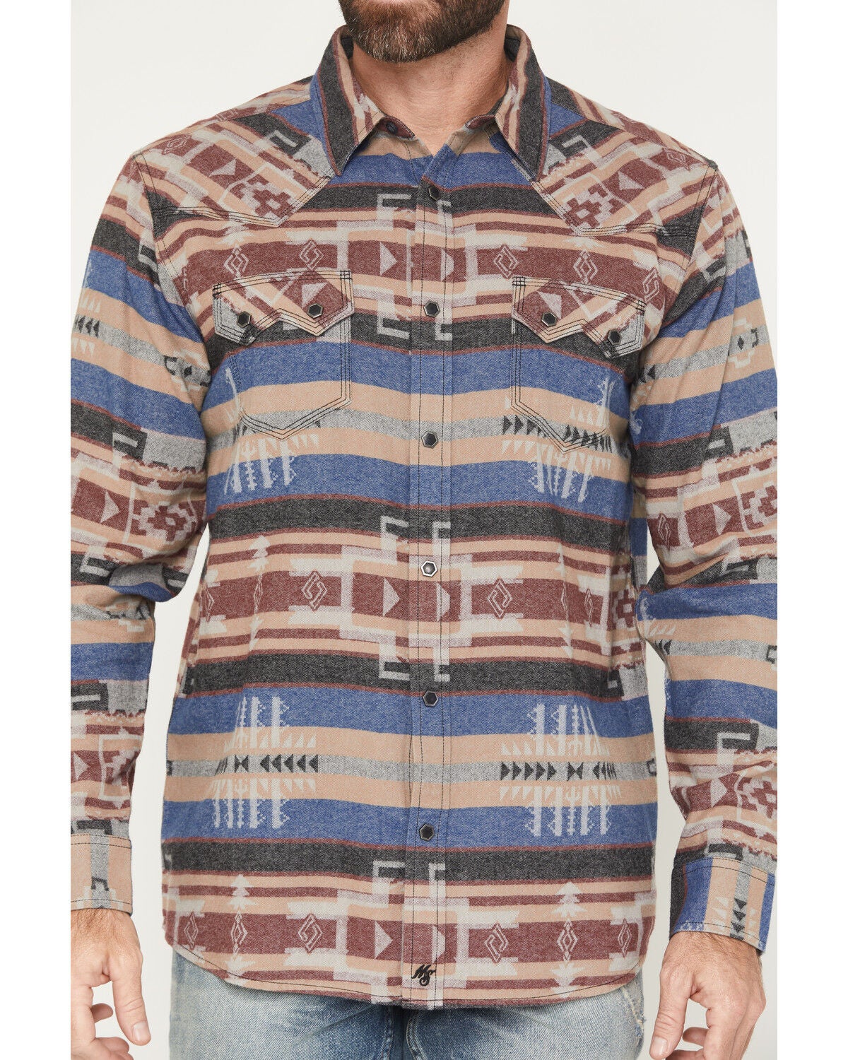 Image #3 - Moonshine Spirit&reg; Men's Caribou Southwestern Striped Long Sleeve Snap Flannel Shirt, Multi, hi-res