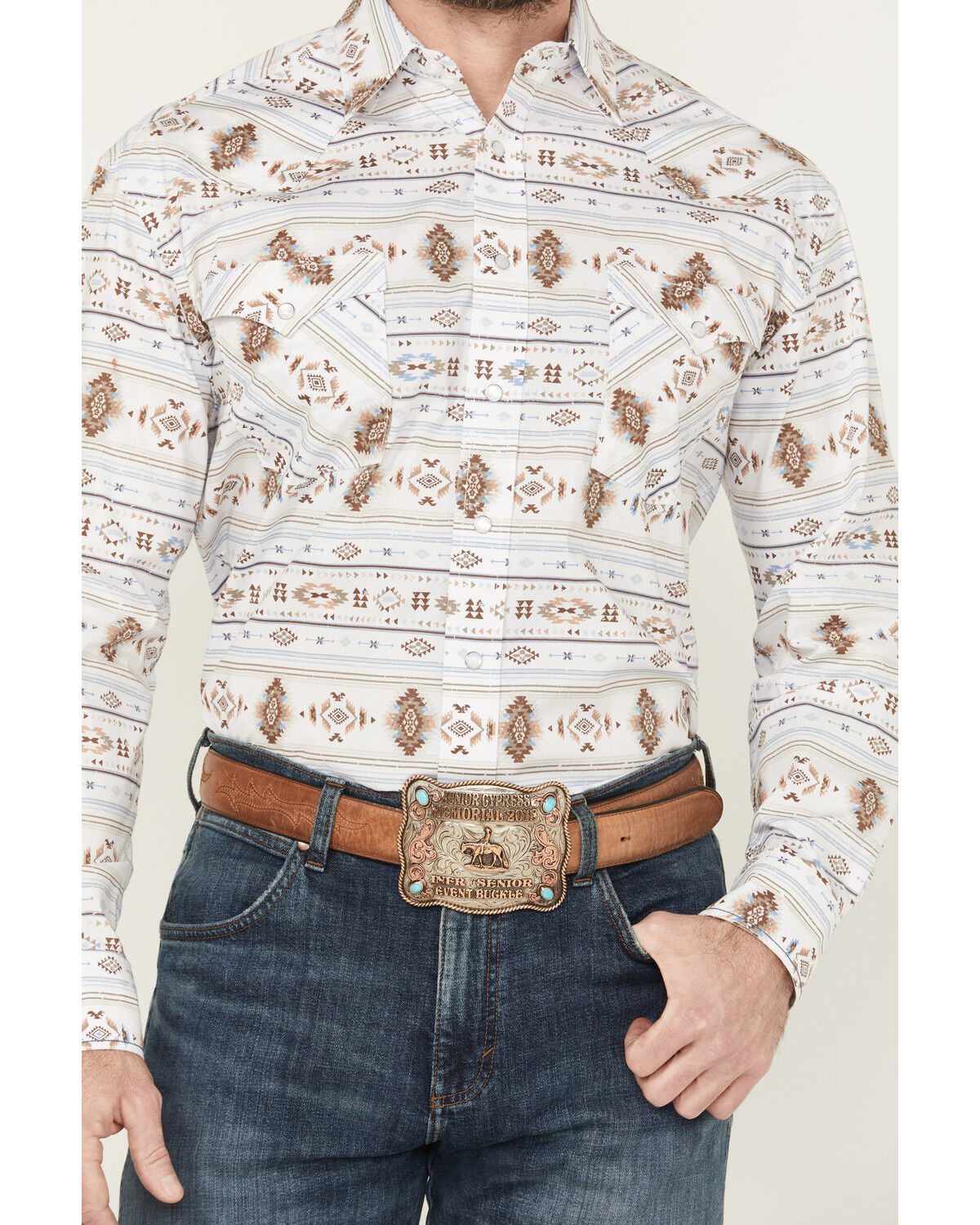 Panhandle Men´s Southwestern Striped Long Sleeve Pearl Snap WesternShirt teamlce.in - Image 4