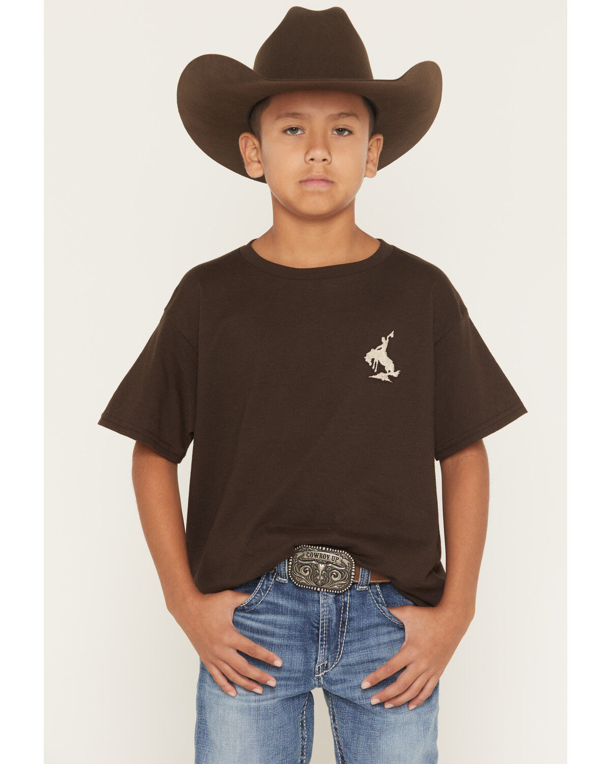 Image #1 - Riot Society Boys' Bucking Bronco Embroidered Short Sleeve T-Shirt, Brown, hi-res