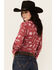 Image #4 - Wrangler Women's Southwestern Print Long Sleeve Pearl Snap Western Shirt, Red, hi-res