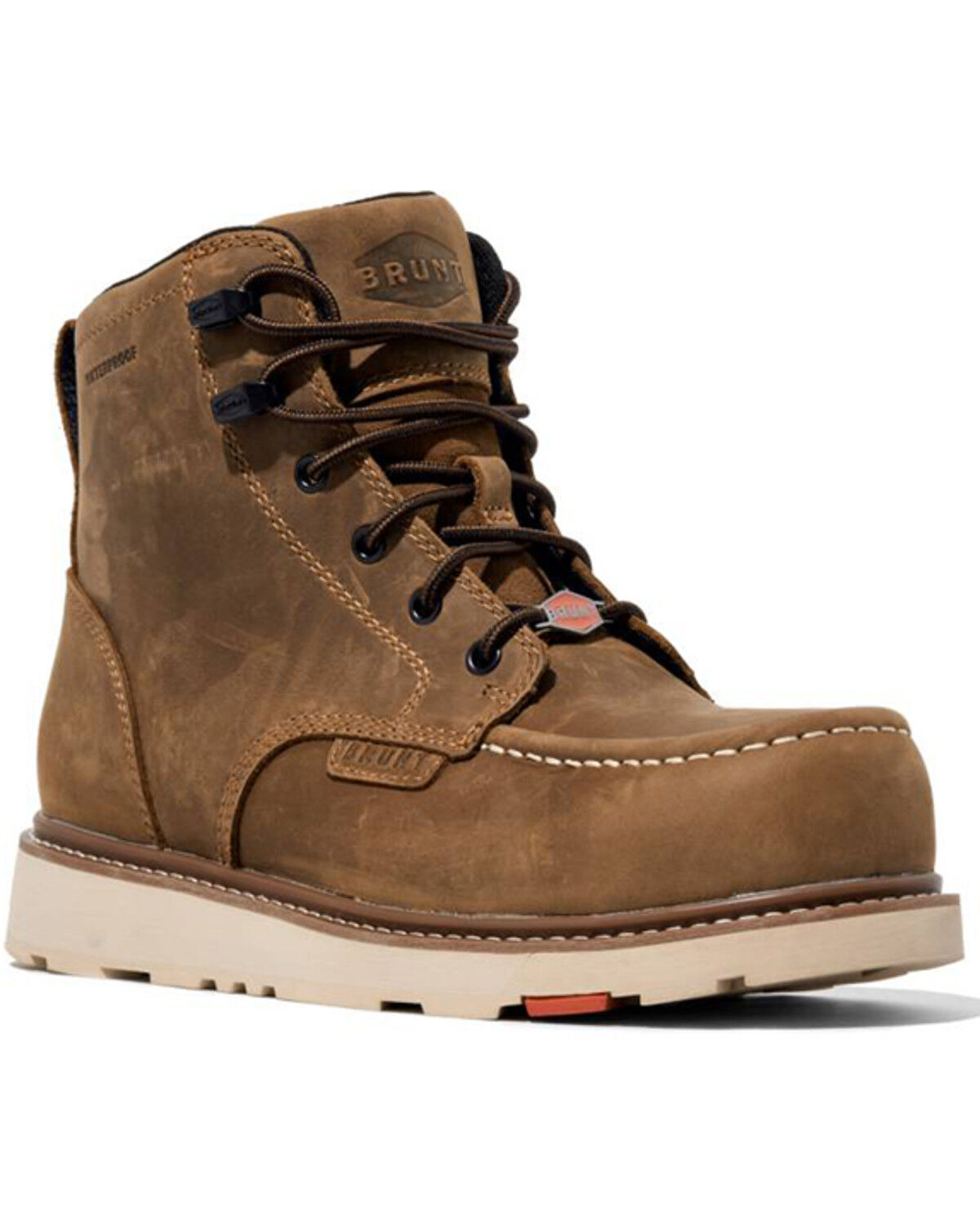Image #1 - Brunt Workwear Men's 6" Marin Waterproof Moc Work Boots - Composite Toe, Brown, hi-res