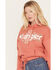 Wrangler Retro Women's Southwestern Print Logo Cropped Long Sleeve Hoodie, Red, hi-res