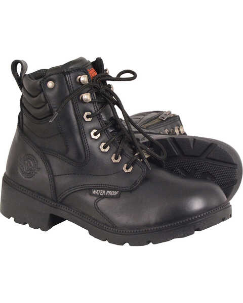 Milwaukee Leather Women's Waterproof Side Zipper Boots - Round Toe, Black, hi-res