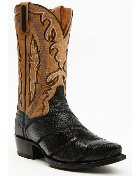 Dan Post Men's Ostrich Leg Exotic Western Boot - Snip Toe, Black, hi-res