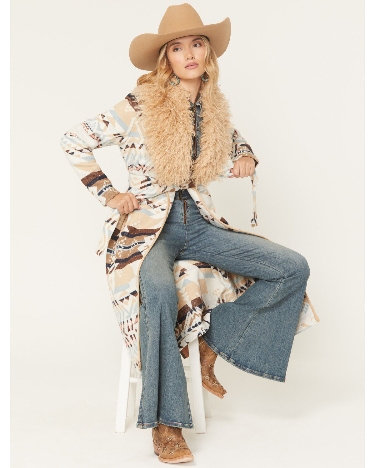 Shyanne Women's Porter Cow Print Faux Suede Embellished Fringe