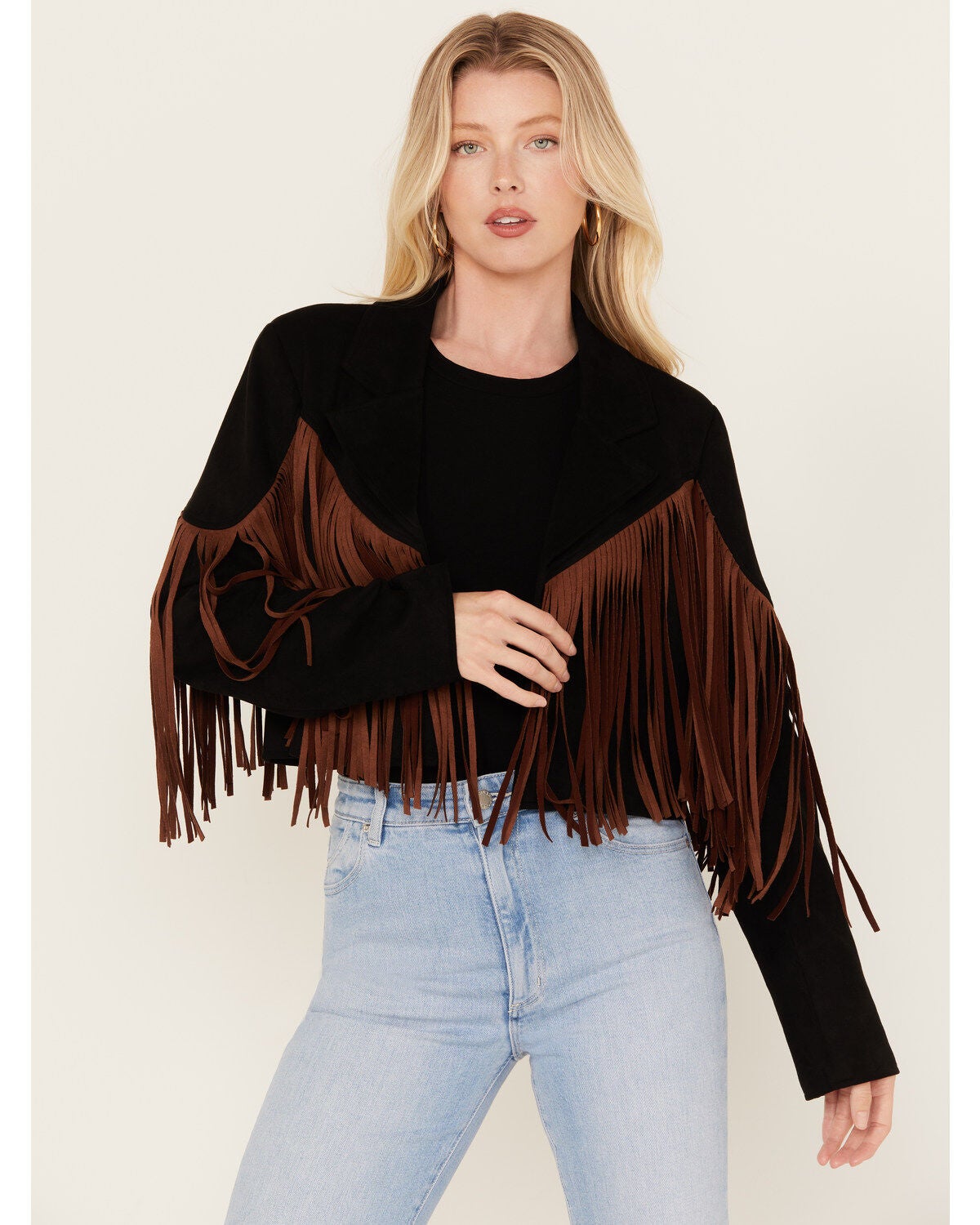 Image #1 - Saints & Hearts Girls' Faux Suede Cropped Fringe Jacket, , hi-res