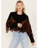 Saints & Hearts Girls' Faux Suede Cropped Fringe Jacket , Black, hi-res