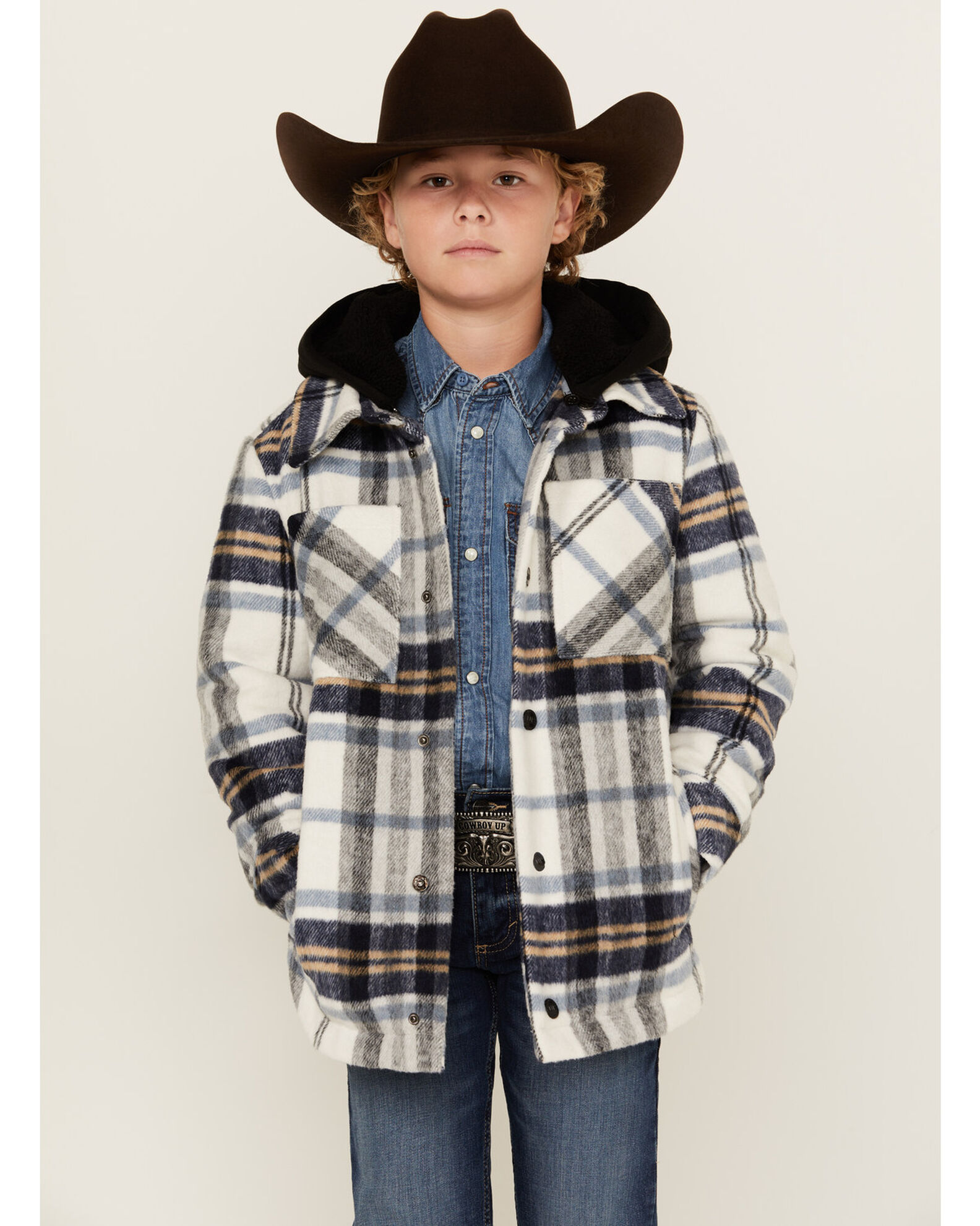 Product Name Urban Republic Little Boys Plaid Print Sherpa Lined Hooded Shirt Jacket