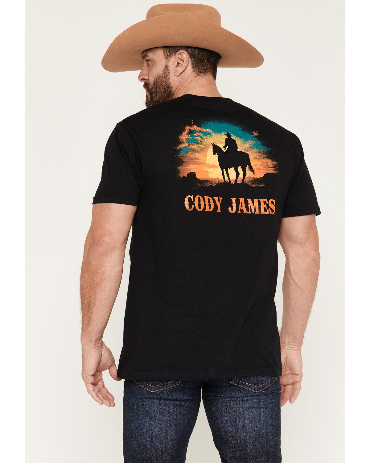 Cody James Men's Sunset Rider Short Sleeve Graphic T-Shirt, Black, hi-res